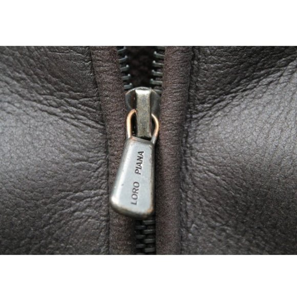 Loro Piana Aviator Shearling Cashmere Bomber Jacket Size IT 52/ US L Dark Brown - Picture 12 of 12